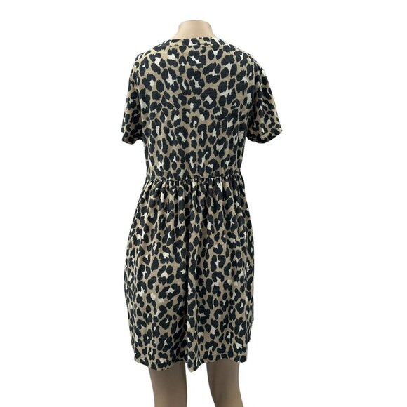 Audrey 3+1 Leopard Print Short Sleeve Stretch Flowy A-Line Mini Dress‎ Women M - Picture 2 of 10